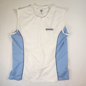 Descente Sleeveless Cycling Jersey White Blue Zip Pocket Size L Canada